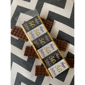 happy 50th birthday small | chocolate bar | black white gold | sweetalk