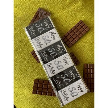 happy 50th birthday | small | chocolate bar | black white silver | sweetalk